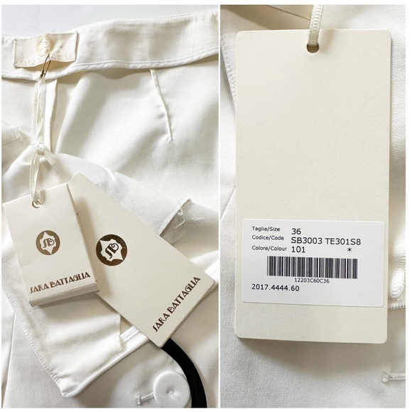 New with Tag, SARA BATTAGLIA Contrast-trim Wave Trousers In White, Size 36 IT - Picture 13 of 16